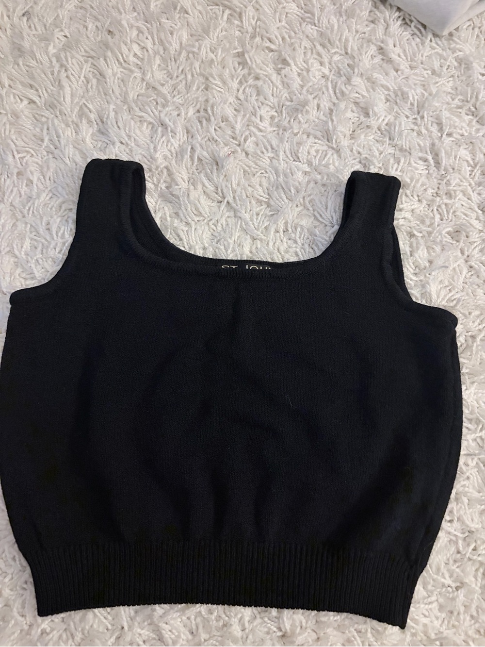 St. John Basics Black Santana Knit Tank Top Scoop Neck Sleeveless Luxury Size S